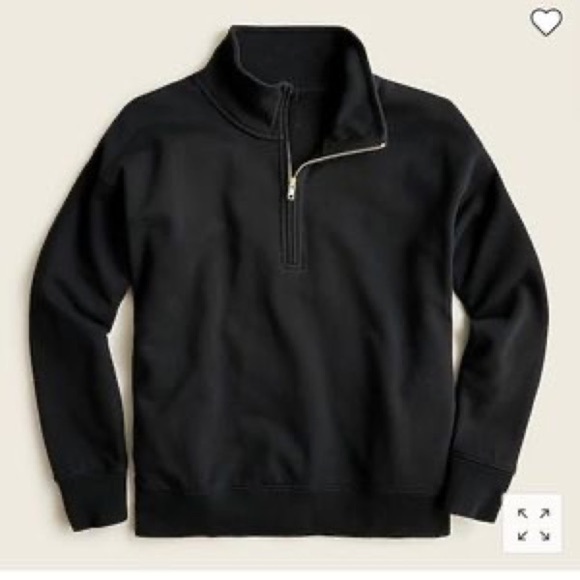 J. Crew Black University Terry Long Half-zip Tunic Small - Picture 1 of 8